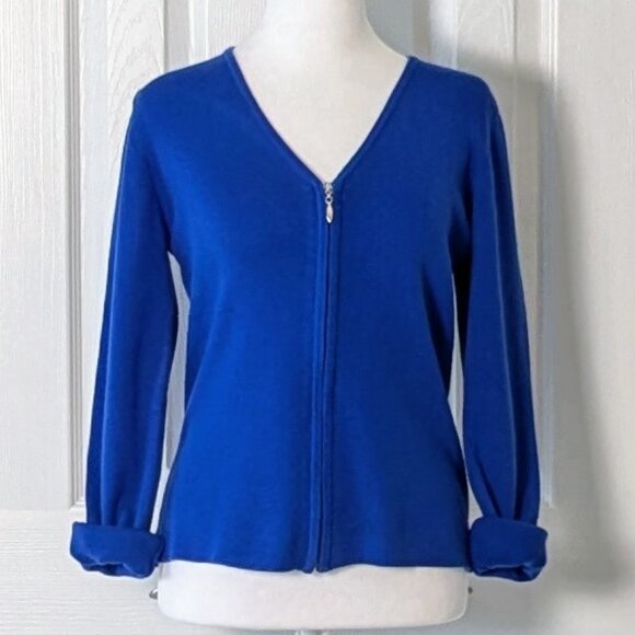 ERIC SPENCER Women's Long Sleeve Full Zip Knit Cardigan Size S Royal Blue - Picture 5 of 6